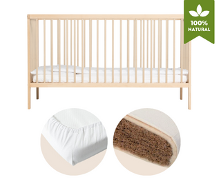 Natural Cot Bed Bundle 3 in 1 | 140 x 70 - Mokee