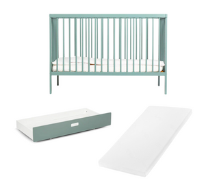 Mini Cot Bed | Stone Teal | 3-Piece Set - Mokee